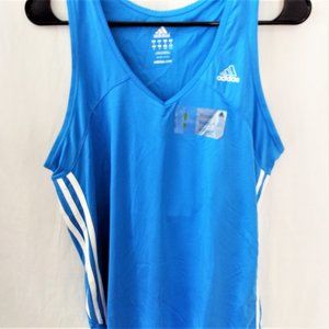 NWT Athletic Tank Top Adidas 360 Gym 029255 Running Blue White M XL Vee Neck